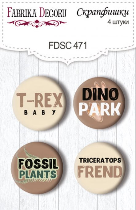Lot de 4 badges  "Dinosauria" 2