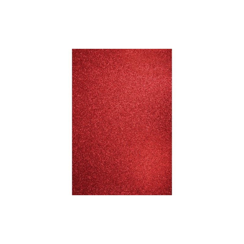 Papier pailleté GLITTER  Rouge format A4  - DOVECRAFT